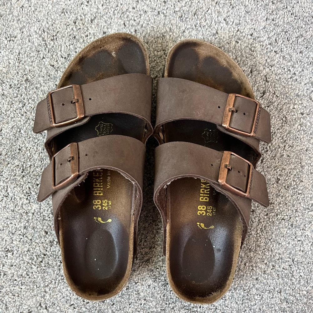 Woman’s brown Birkenstocks size 38